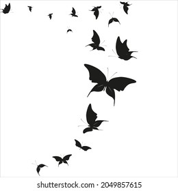 silhouette,beautiful butterflies, isolated on a white