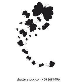 silhouette,beautiful butterflies, isolated on a white