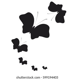silhouette,beautiful butterflies, isolated on a white