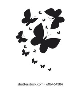 silhouette,beautiful butterflies, isolated on a white