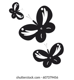 silhouette,beautiful butterflies, isolated on a white
