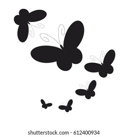 silhouette,beautiful butterflies, isolated on a white