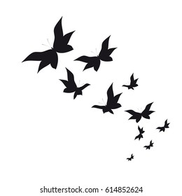 silhouette,beautiful butterflies, isolated on a white