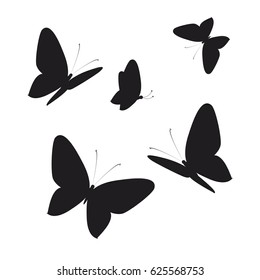 silhouette,beautiful butterflies, isolated on a white