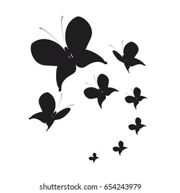 silhouette,beautiful butterflies, isolated on a white