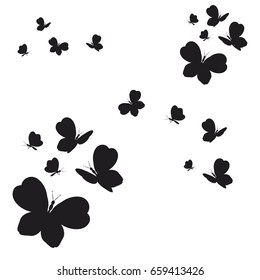 silhouette,beautiful butterflies, isolated on a white