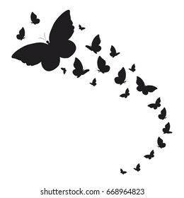 silhouette,beautiful butterflies, isolated on a white