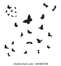 silhouette,beautiful butterflies, isolated on a white