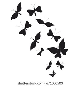 silhouette,beautiful butterflies, isolated on a white