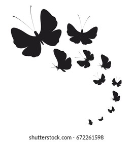 silhouette,beautiful butterflies, isolated on a white