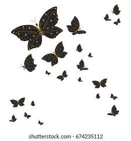 silhouette,beautiful butterflies, isolated on white 