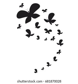 silhouette,beautiful butterflies, isolated on a white
