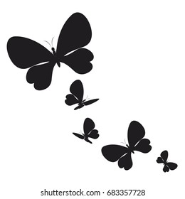 silhouette,beautiful butterflies, isolated on a white
