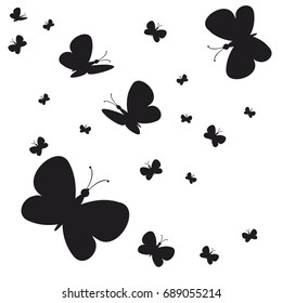 silhouette,beautiful butterflies, isolated on a white