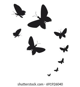silhouette,beautiful butterflies, isolated on a white
