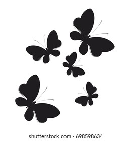 silhouette,beautiful butterflies, isolated on a white