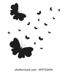 silhouette,beautiful butterflies, isolated on a white