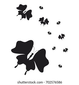 silhouette,beautiful butterflies, isolated on a white