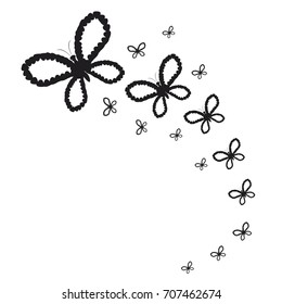silhouette,beautiful butterflies, isolated on a white
