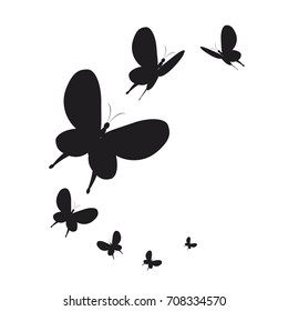 silhouette,beautiful butterflies, isolated on a white