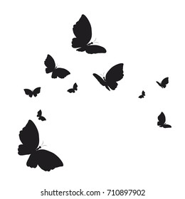 silhouette,beautiful butterflies, isolated on a white