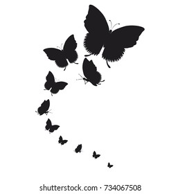 silhouette,beautiful butterflies, isolated on a white