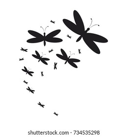 silhouette,beautiful butterflies, isolated on a white