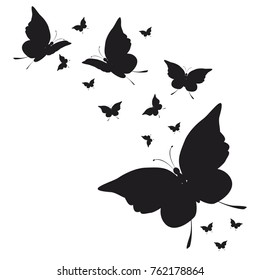 silhouette,beautiful butterflies, isolated on a white