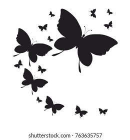 silhouette,beautiful butterflies, isolated on a white