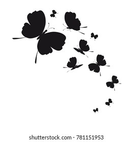 silhouette,beautiful butterflies, isolated on a white