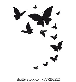 silhouette,beautiful butterflies, isolated on a white
