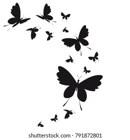 silhouette,beautiful butterflies, isolated on a white
