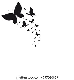 silhouette,beautiful butterflies, isolated on a white