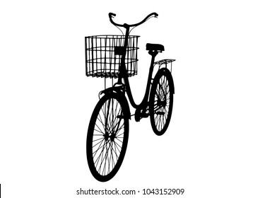 Silhouetted bike with basket vector