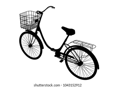 Silhouetted bike with basket vector