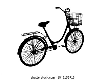 Silhouetted bike with basket vector