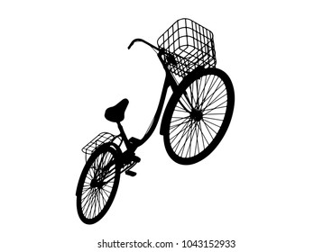 Silhouetted bike with basket vector