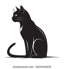 Silhouetted Black Cat in a Minimalistic Artistic Pose
