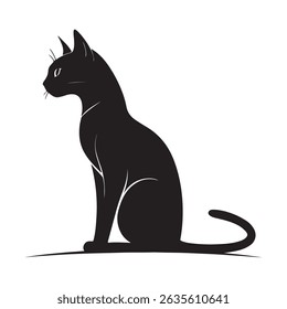 Silhouetted Black Cat in a Minimalistic Artistic Pose