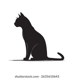 Silhouetted Black Cat in a Minimalistic Artistic Pose