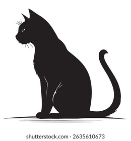 Silhouetted Black Cat in a Minimalistic Artistic Pose