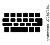 Silhouetted black keyboard keys form a geometric pattern on a white background.