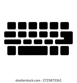 Las teclas de teclado negras silueteadas forman un patrón geométrico sobre un fondo blanco.