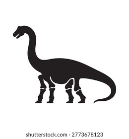 A silhouetted brachiosaurus a large herbivorous dinosaur is depicted