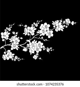 silhouetted branches of a blossoming cherry