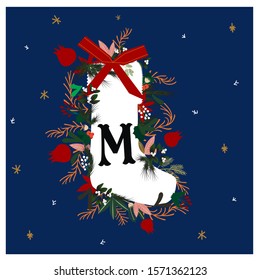 Silhouetted with a Christmas sock surrounded by New Year's decor