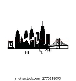 A silhouetted cityscape featuring the new york and philadelphia skylines
