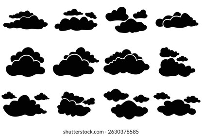 Silhouetted, Cloudscape, Vector, Collection, Black, Clouds, Sky