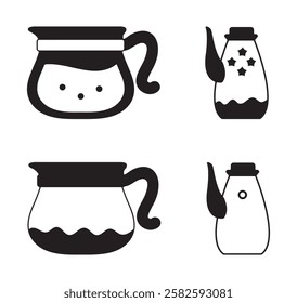 Silhouetted Coffee Pots and Bottles in Two Styles