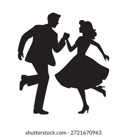 Pareja de siluetas bailando una Imagen de estilo vintage romántico y clásico
